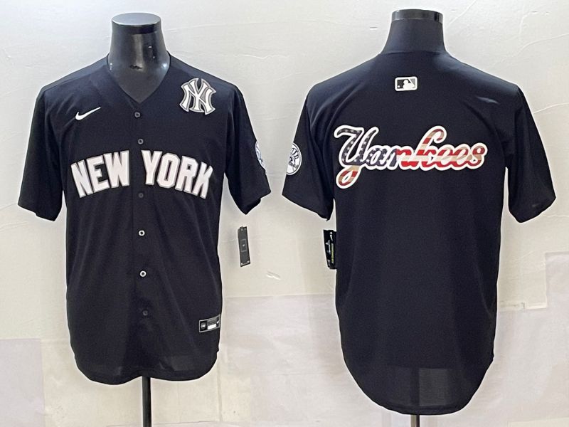 Men 2025 New York Yankees Blank Black Nike MLB Jersey style 0012